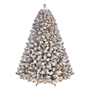 6ft Prelit Warm White Lights Snow Flocked Artificial Holiday Christmas Tree