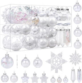 86pcs Shatterproof Plastic Clear Christmas Balls Ornaments Set - SHareconn