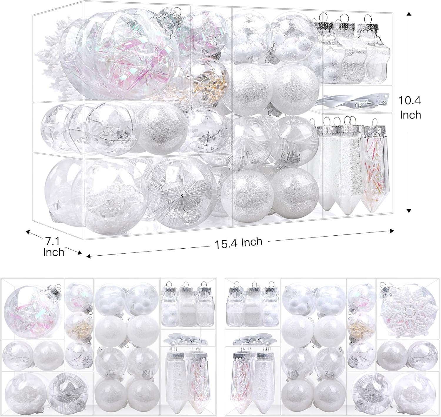 86pcs Shatterproof Plastic Clear Christmas Balls Ornaments Set - SHareconn