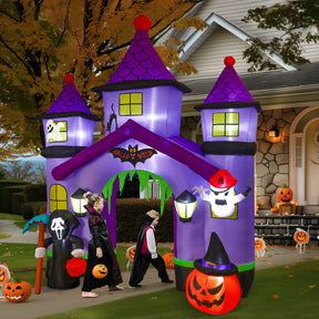 10FT Halloween Inflatables Giant Haunted House Castle Archway with LED Light - SHareconn