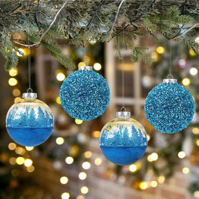 SHareconn 120mm/4.72" Large Christmas Balls Ornaments for Christmas Tree, 4 Pcs Shatterproof Plastic Baubles Blue Christmas Decorations for Xmas Tree Decor Holiday Party with Hanging Strings, Blue - SHareconn