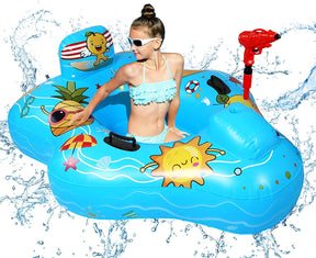 Alupssuc Summer Large Inflatable Pool Floats Kids,0.3mm Thickened PVC Toodlers Pool Float for Kids Ages 8-12 with Water Gun,Lake Beach Games Party,Swimming Pool Ride-On Toys for Boys and Girls Ages 4+