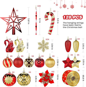 128pcs Christmas Balls Ornaments Set