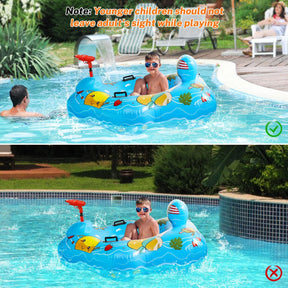 Alupssuc Summer Large Inflatable Pool Floats Kids,0.3mm Thickened PVC Toodlers Pool Float for Kids Ages 8-12 with Water Gun,Lake Beach Games Party,Swimming Pool Ride-On Toys for Boys and Girls Ages 4+