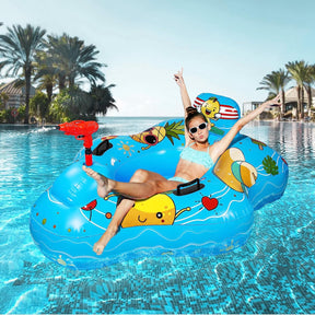 Alupssuc Summer Large Inflatable Pool Floats Kids,0.3mm Thickened PVC Toodlers Pool Float for Kids Ages 8-12 with Water Gun,Lake Beach Games Party,Swimming Pool Ride-On Toys for Boys and Girls Ages 4+