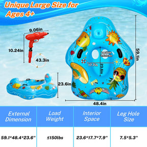 Alupssuc Summer Large Inflatable Pool Floats Kids,0.3mm Thickened PVC Toodlers Pool Float for Kids Ages 8-12 with Water Gun,Lake Beach Games Party,Swimming Pool Ride-On Toys for Boys and Girls Ages 4+