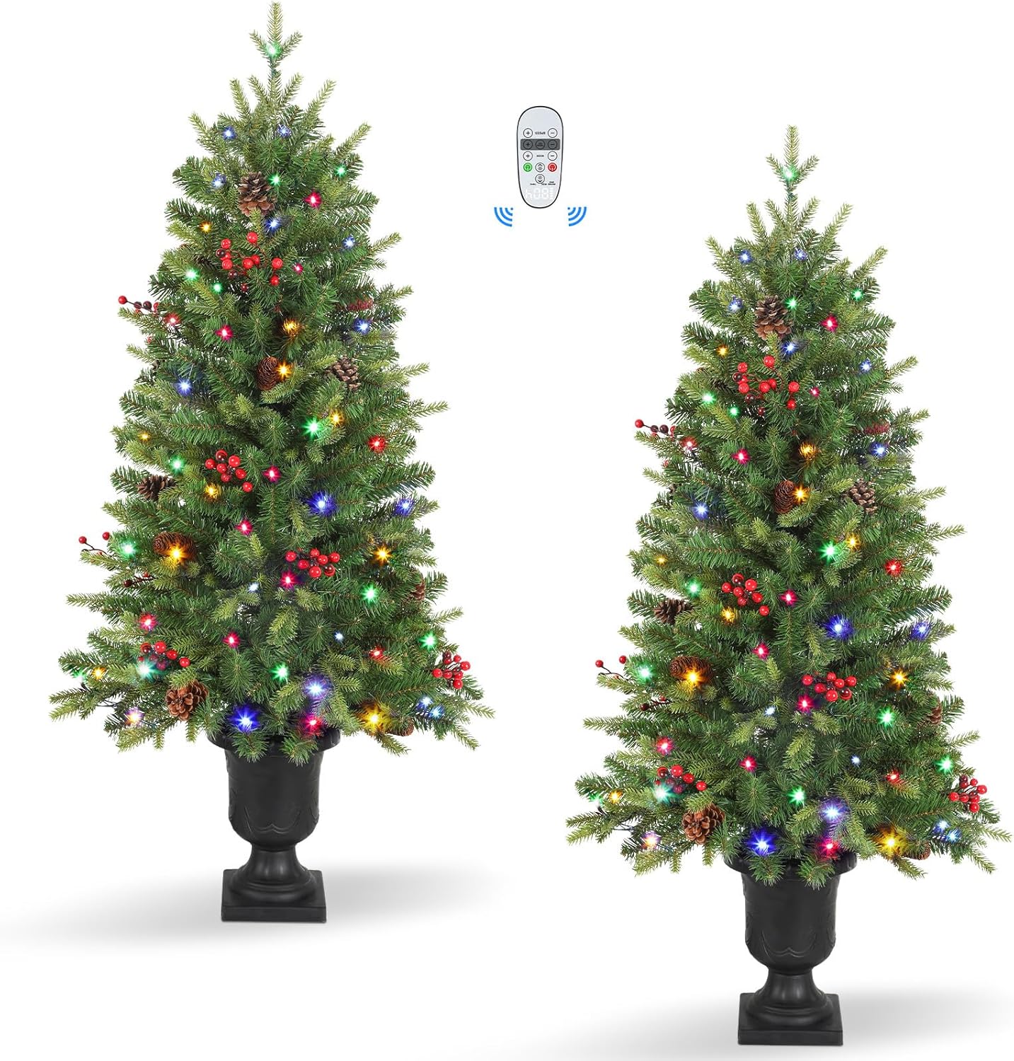 4Ft Pre-Lit Artificial Christmas Tree (Set of 2) Mini Entrance Christmas Tree