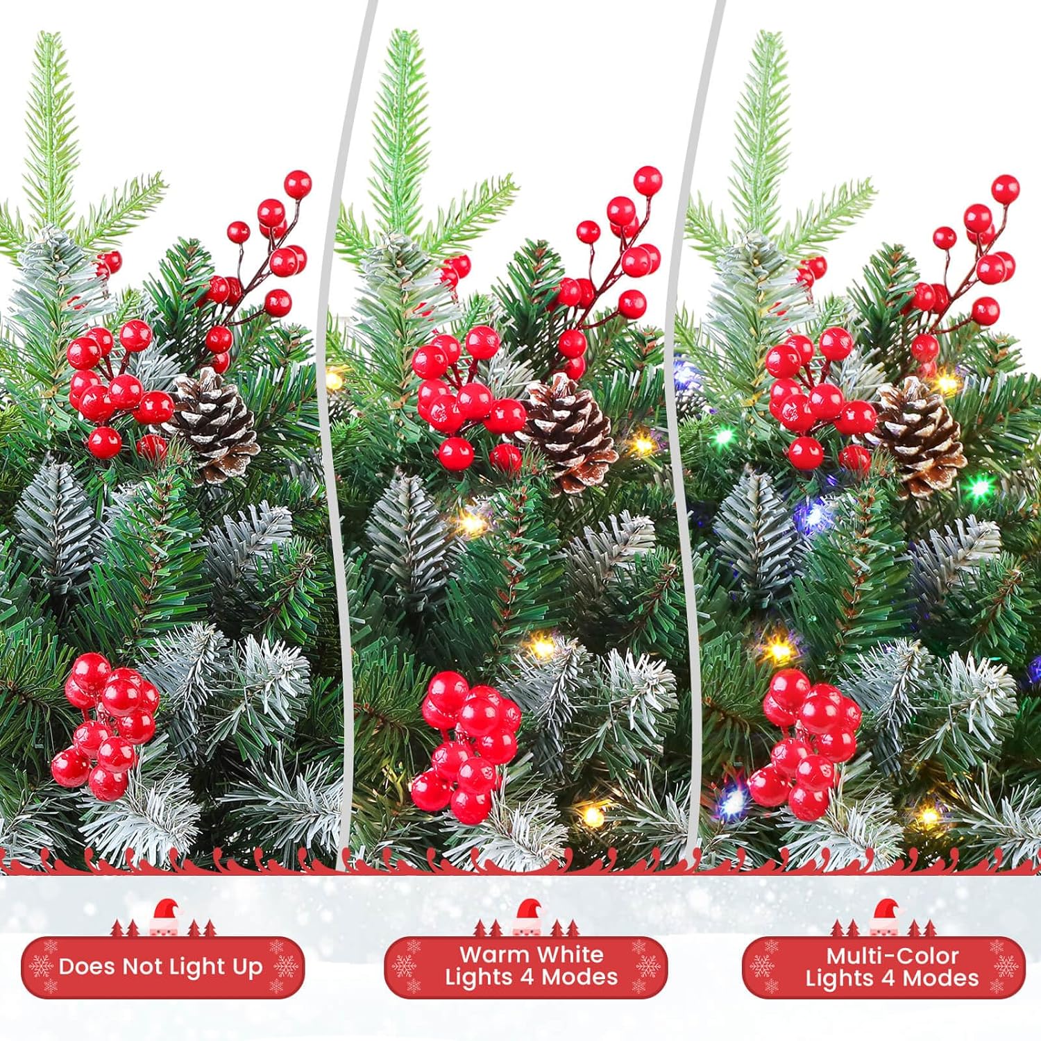 Set of 2 18 Inch Lighted Outdoor Christmas Tree with Remote, Porch & Yard