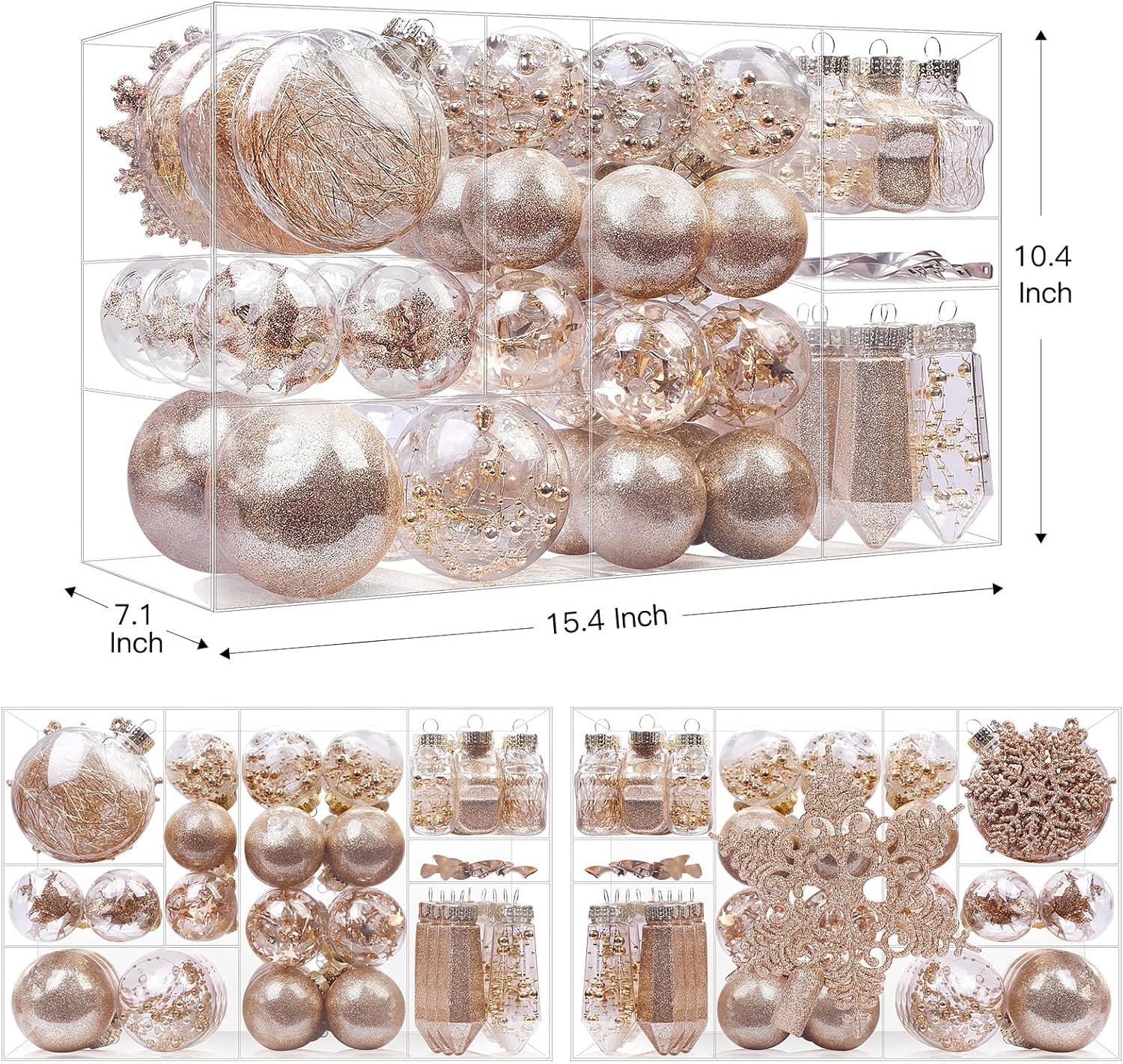 86pcs Christmas Shatterproof Plastic Clear Balls Ornaments Set - SHareconn