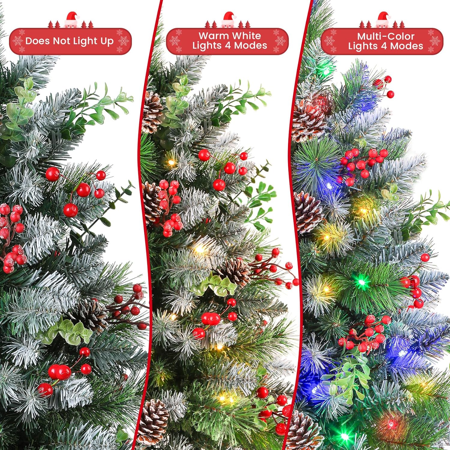 Set of 2 24.5 Inch Lighted Outdoor Christmas Tree with Remote, Porch & Yard