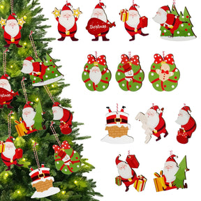 24pcs of Santa Claus Wooden Decorations