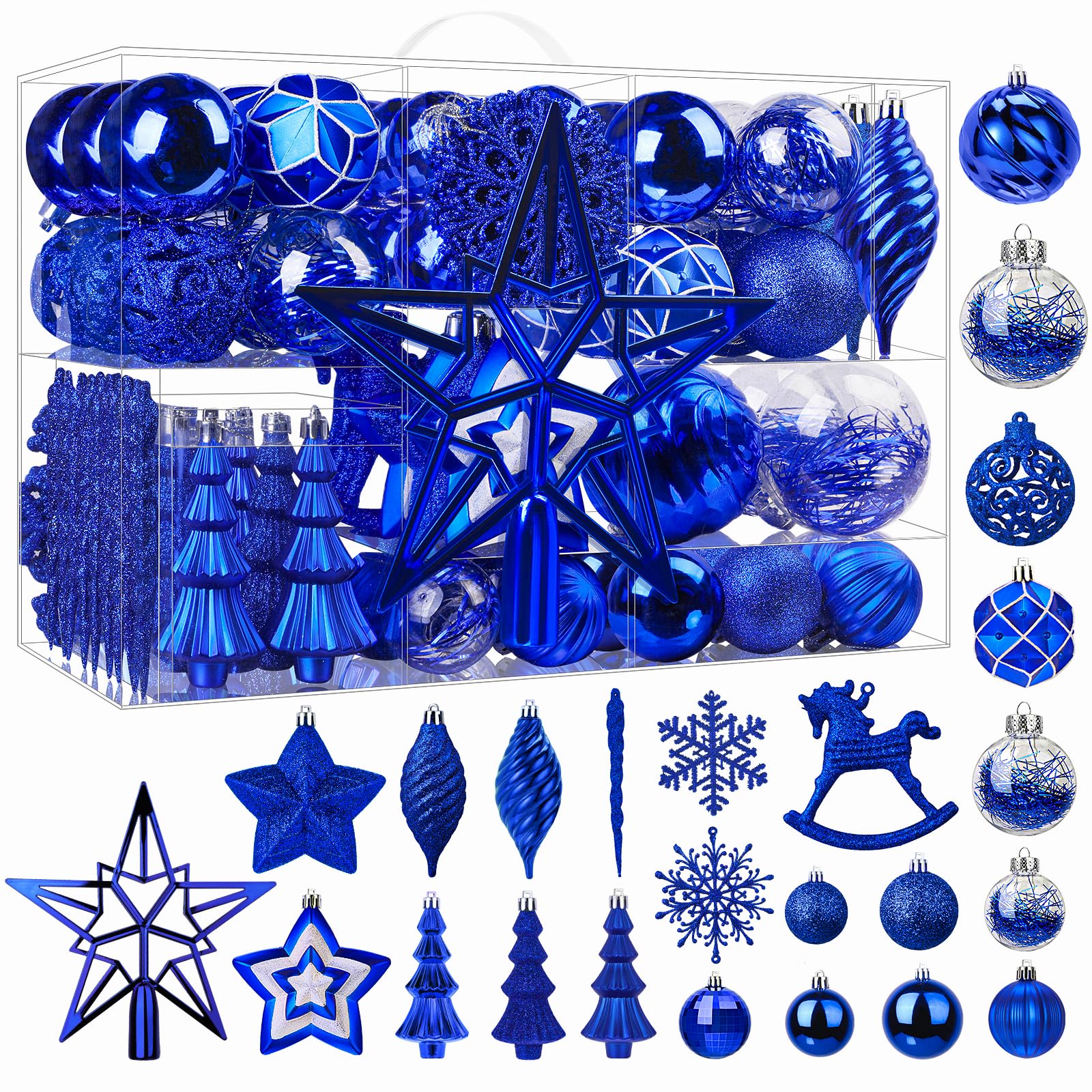 100pcs Blue Christmas Tree Decorations Ornaments Set