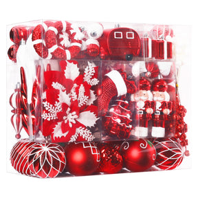 135pcs Red and White Christmas Balls Ornaments Set