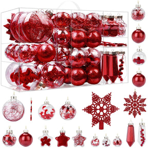 SHareconn 86PCS Red Christmas Ball Decoration Set