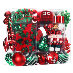 135pcs  Red, Green and White Christmas Balls Ornaments Set