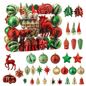 106pcs Red Green & Bronze Gnome Christmas Balls Ornaments Set