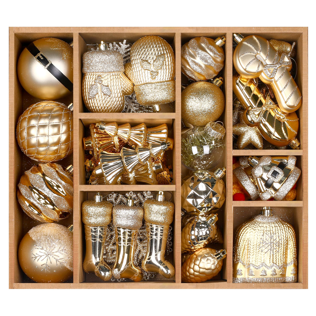 85ct Deep-Light Gold Christmas Balls Ornaments Set with Hanging Strings