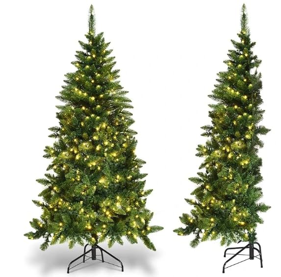 4ft Half Prelit Premium Artificial Hinged Christmas Tree with Remote Control,Timer, and 100 Warm White & Multi-Color LED Lights, 248 Branch Tips, Perfect Choice for Xmas Decoration, 4 FT - SHareconn