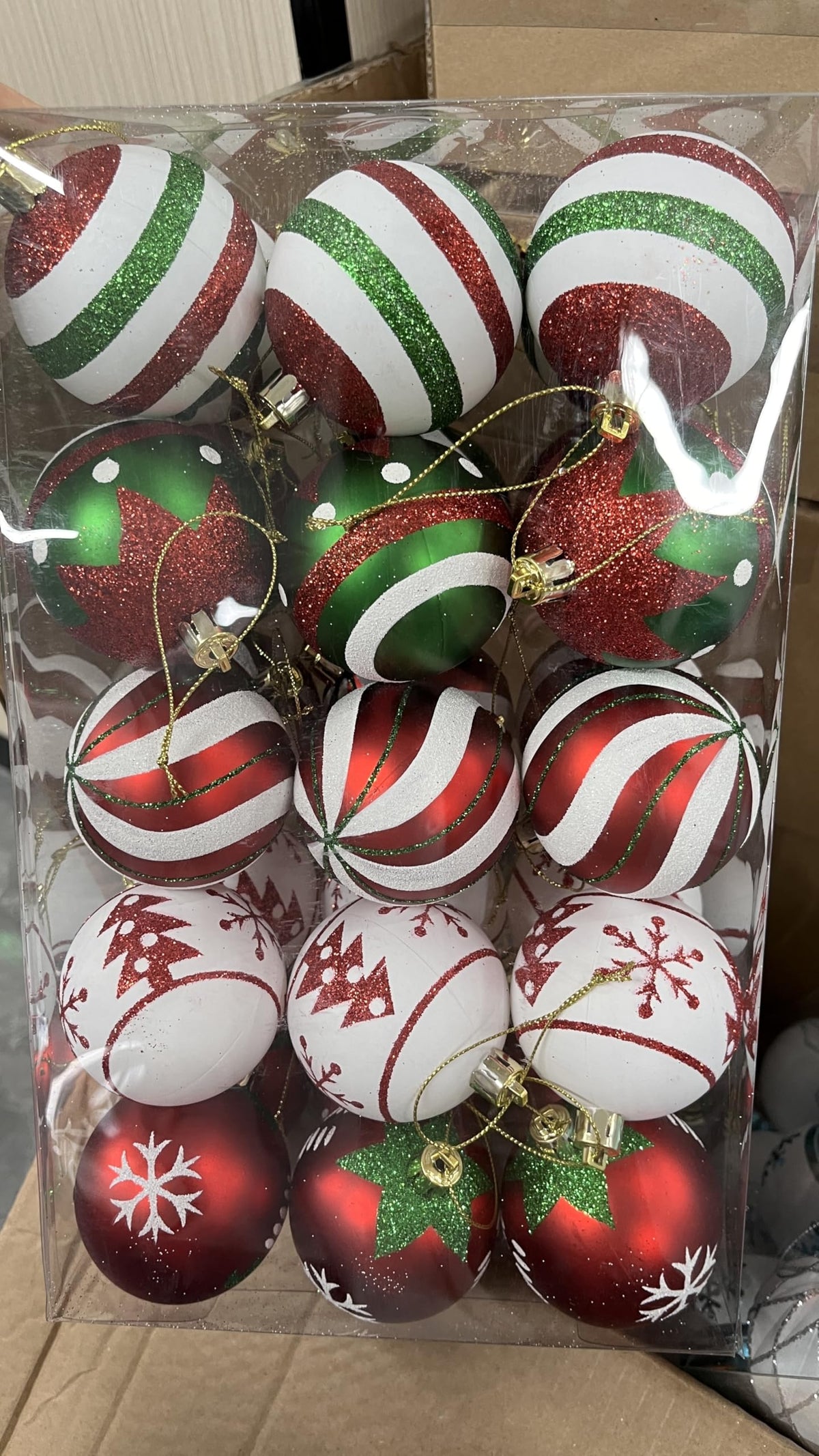 30ct 2.36 Inch Red & Green White Christmas Tree Balls Ornaments