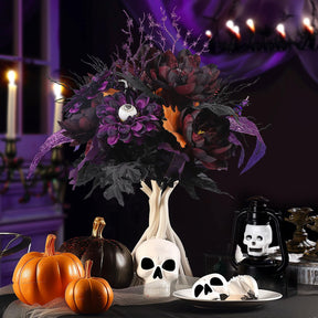 2 pcs Large Artificial Halloween Purple Fake Flower with Glitter Spider&Eyeball - SHareconn