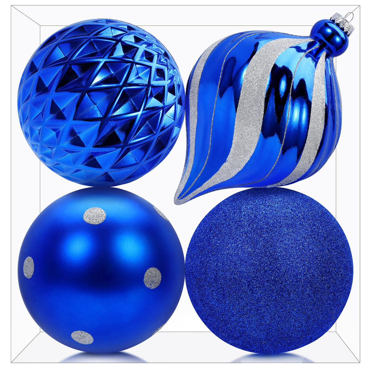 4ct 6 Inch Blue Large Christmas Tree Balls Ornaments