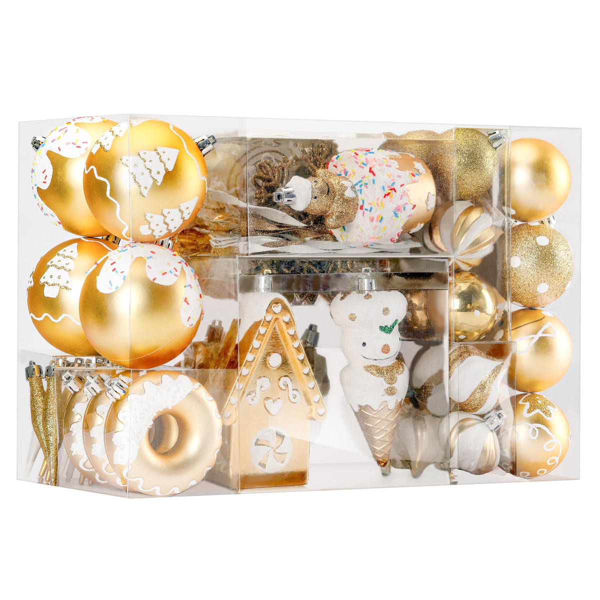 86pcs Gold & White Christmas Tree Balls Ornaments