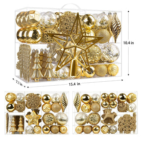 100pcs Gold Christmas Tree Decorations Ornaments Set