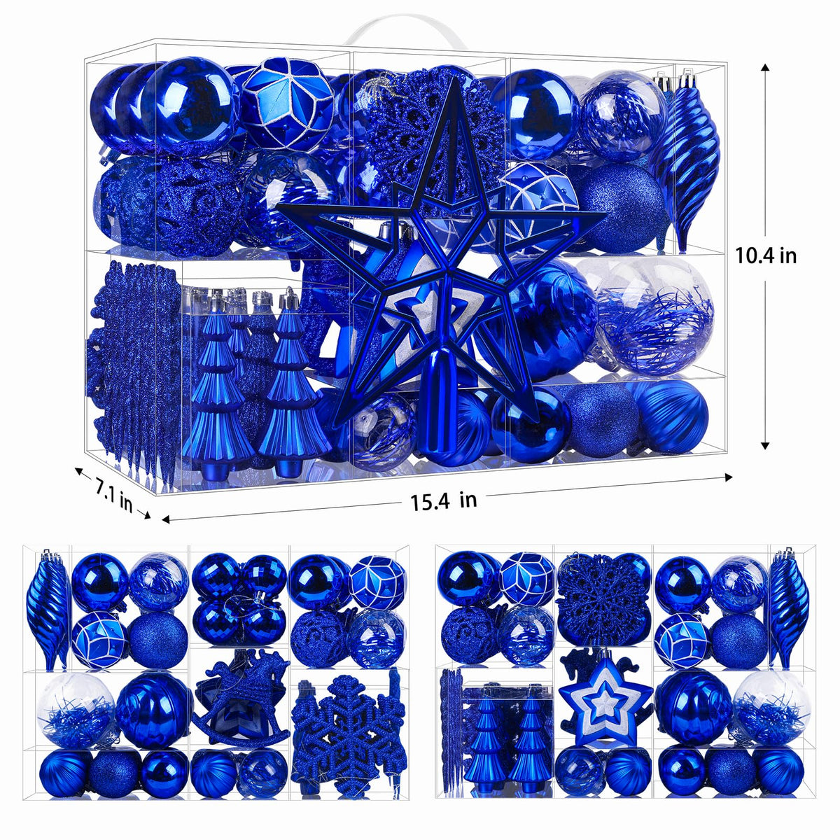 100pcs Blue Christmas Tree Decorations Ornaments Set