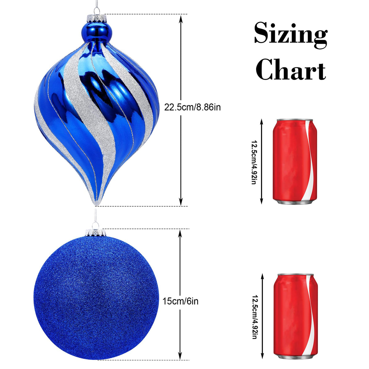 4ct 6 Inch Blue Large Christmas Tree Balls Ornaments