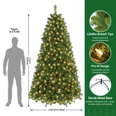 7.5ft Warm White Lights Prelit Premium Artificial Hinged Christmas Tree - SHareconn