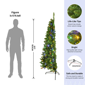 6ft Half Prelit Warm White & Multi-Color LED Lights Premium Artificial Hinged Christmas Tree with Remote Control