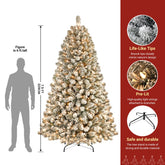 7.5ft Prelit Warm White Lights Snow Flocked Artificial Holiday Xmas Christmas Tree