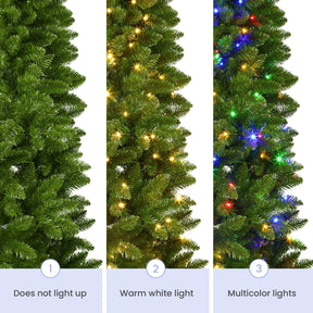 7.5ft Half Prelit Warm White & Multi-Color LED Lights Premium Artificial Hinged Christmas Tree with Remote Control