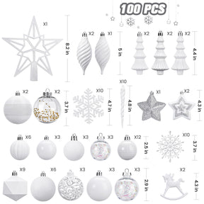 100pcs Shatterproof Plastic Christmas Tree Decorations Ornaments Set - SHareconn