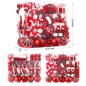 135pcs Red and White Christmas Balls Ornaments Set