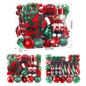 135pcs  Red, Green and White Christmas Balls Ornaments Set