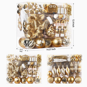 135pcs Gold and White Christmas Balls Ornaments Set