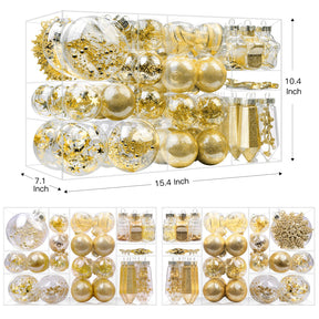 86PCS Glod Christmas Balls Ornaments Set