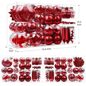 SHareconn 86PCS Red Christmas Ball Decoration Set