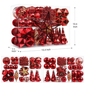 100pcs Red Christmas Tree Decorations Ornaments Set