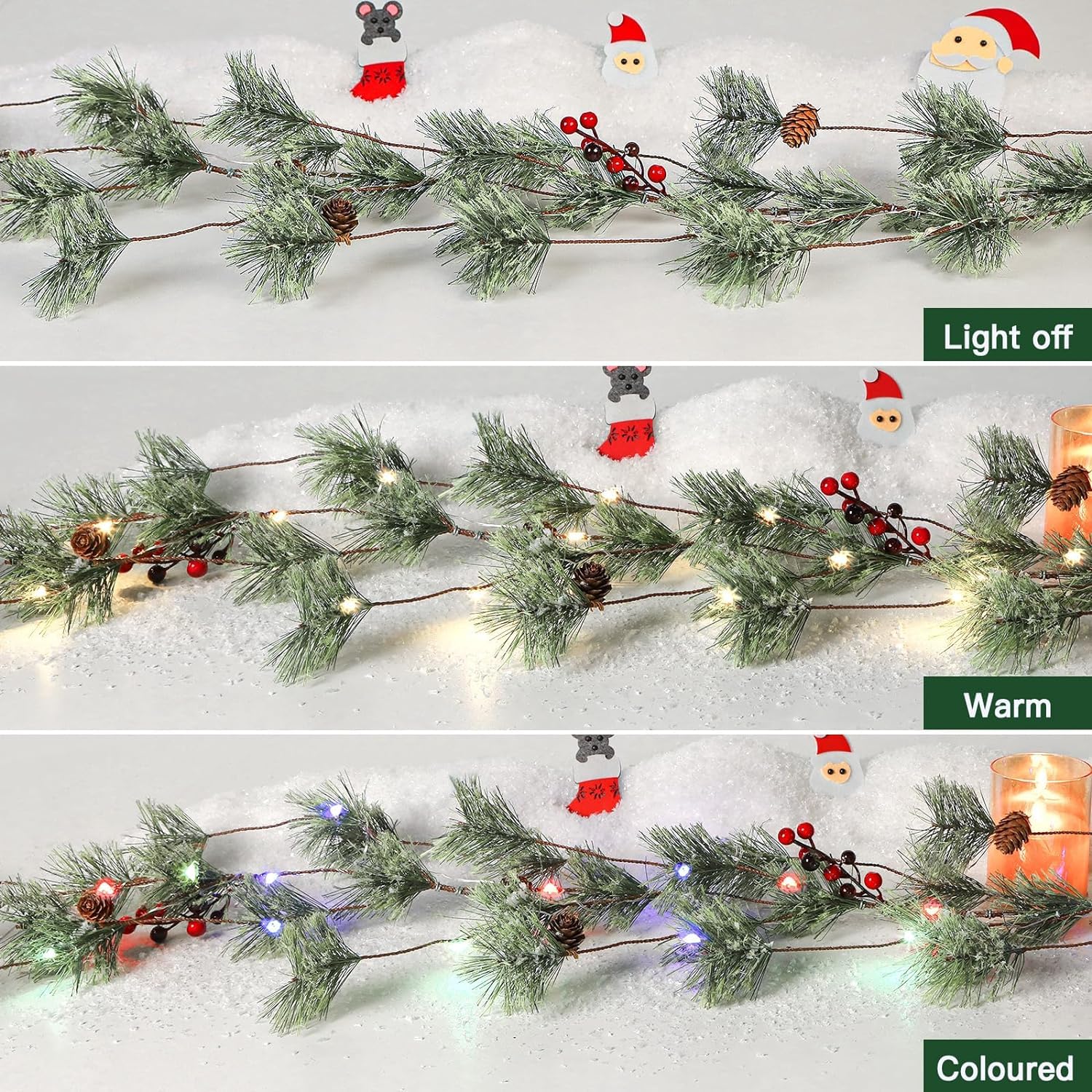 2 Packs of 6ft Smoked Christmas Garland