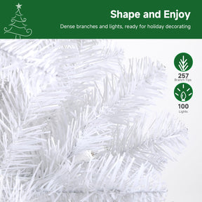 SHareconn 4ft Prelit Artificial Hinged Slim Pencil Christmas Tree with Warm White Lights, Full Branch Tips, Perfect Choice Decoration for Xmas Holiday, 4 FT, White - SHareconn