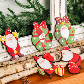 24pcs of Santa Claus Wooden Decorations