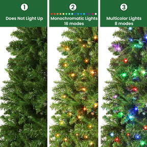 7.5ft Green RGB Lights Prelit Premium Artificial Hinged Christmas Tree