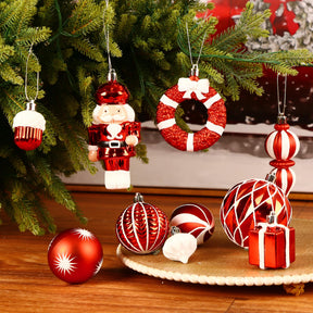 135pcs Red and White Christmas Balls Ornaments Set