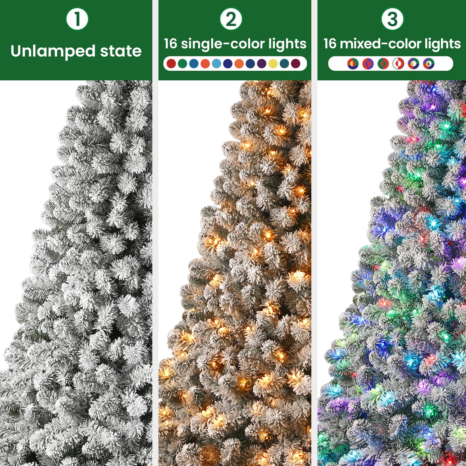 4ft Prelit Multi-Color RGB Lights Snow Flocked Artificial Christmas Tree with Remote