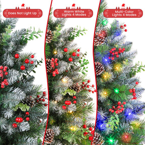 Set of 2 24.5 Inch Pre-lit Outdoor Christmas Tree with Remote