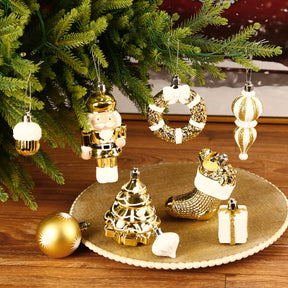 135pcs Gold and White Christmas Balls Ornaments Set