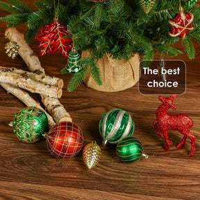 106pcs Red Green & Bronze Gnome Christmas Balls Ornaments Set