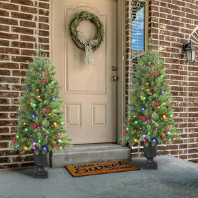 4Ft Pre-Lit Artificial Christmas Tree (Set of 2) Mini Entrance Christmas Tree